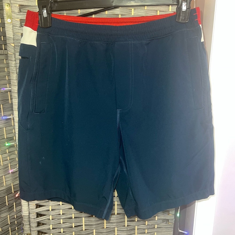 Birddogs Navy, Red, and White Athletic Shorts. Small Stain on Front.